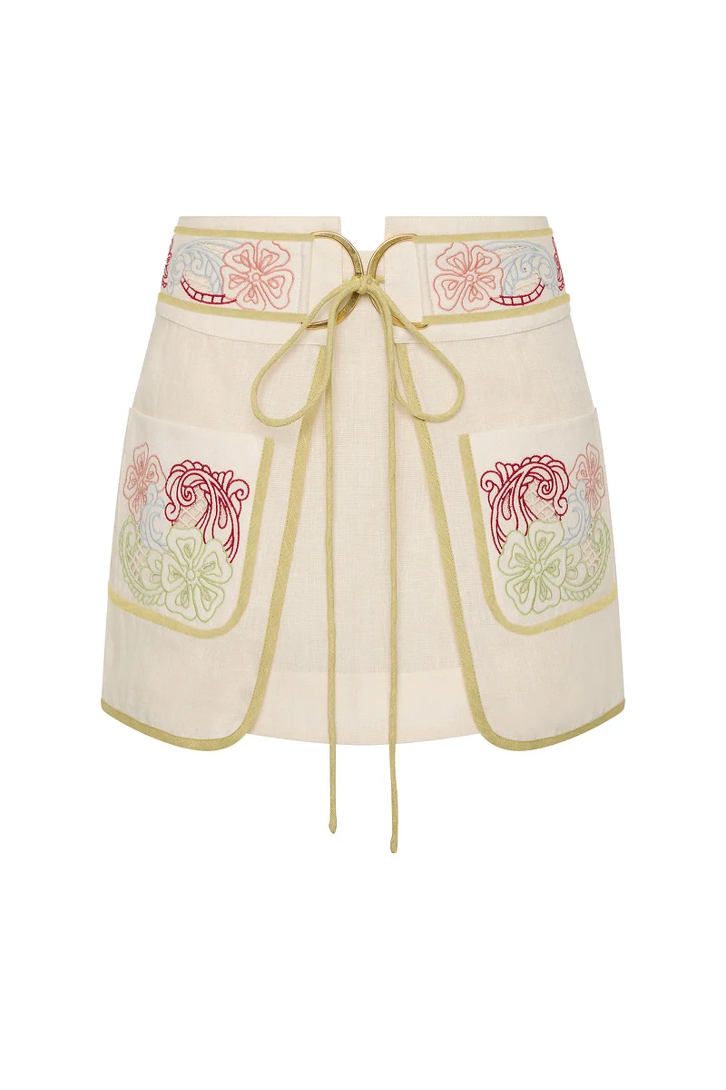 ANTIPODEAN BAYSIDE PANELLED MINI SKIRT COCONUT