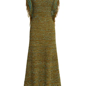 ALEMAIS nieve sequin knit midi dress khaki