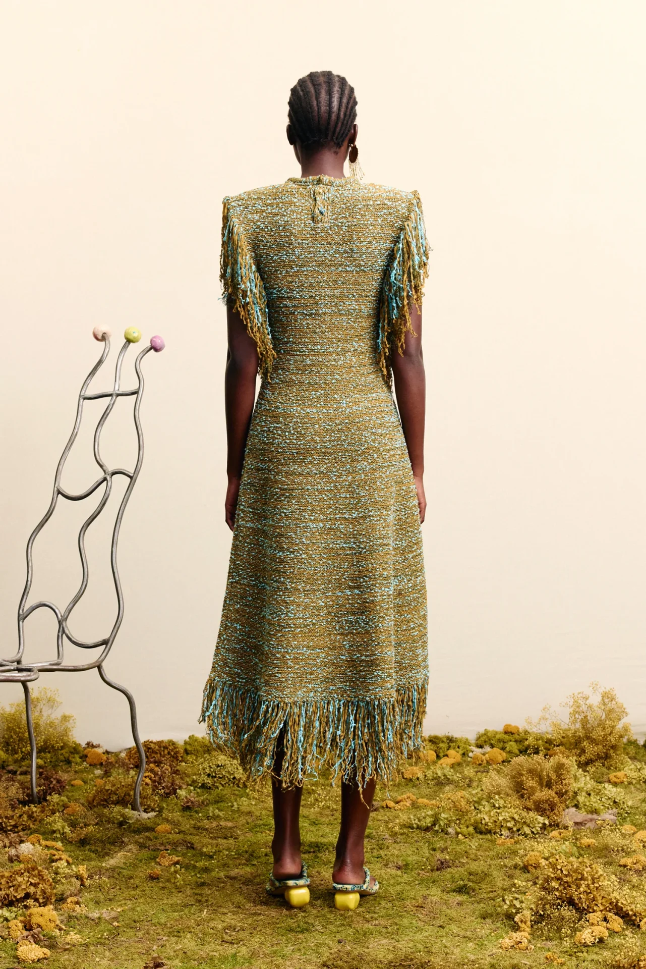 ALEMAIS nieve sequin knit midi dress khaki - Image 2